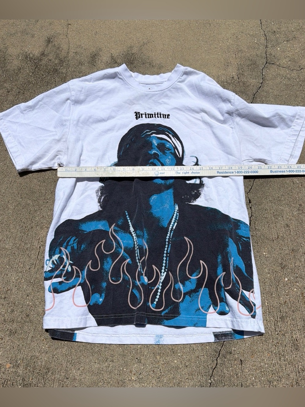 Primitive OutKast White Short-Sleeve Tee with Blue & Black Graphic on both sides - Picture 6 of 7